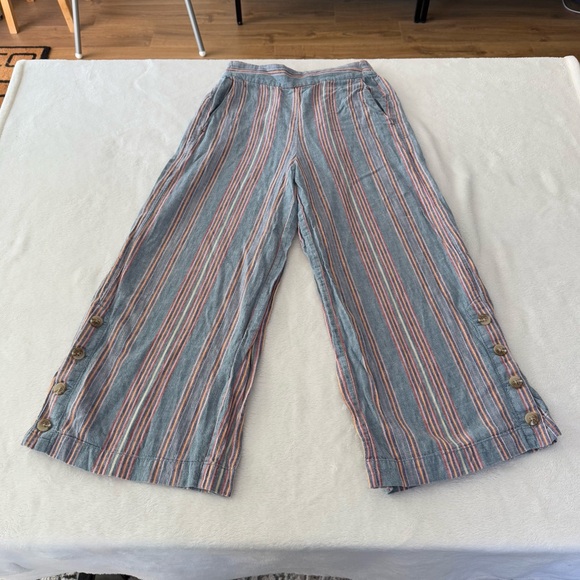 Madewell Women's Side-Button Huston Pull-On Crop Pants in Rainbow Stripe ST - Picture 5 of 14